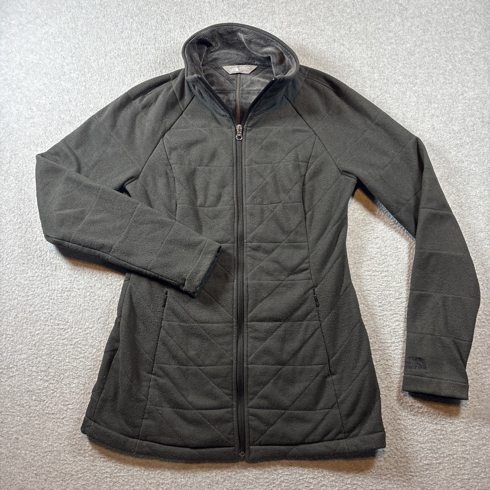 The North Face Jacket Womens Sz S Gray Caroluna Quilted Fleece Lined Full Zip